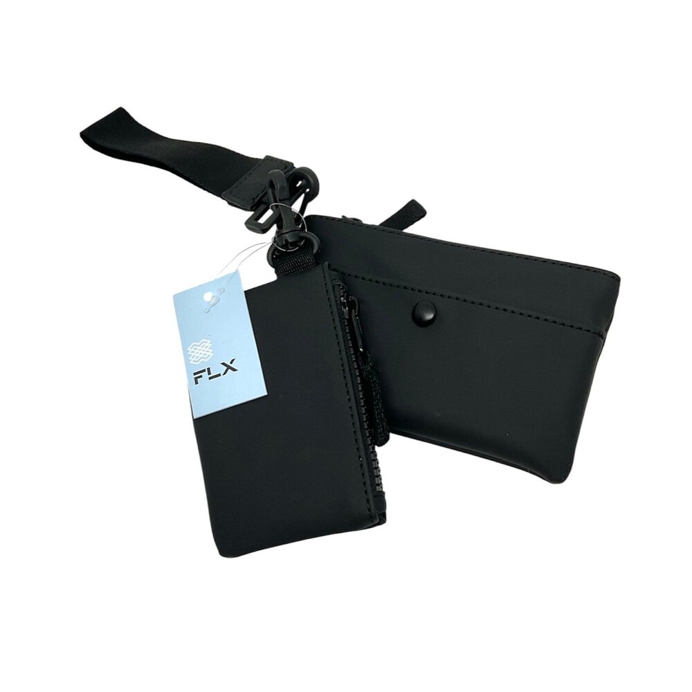 FLX-Water Resistant-Black Rubberized Wristlet Wallets